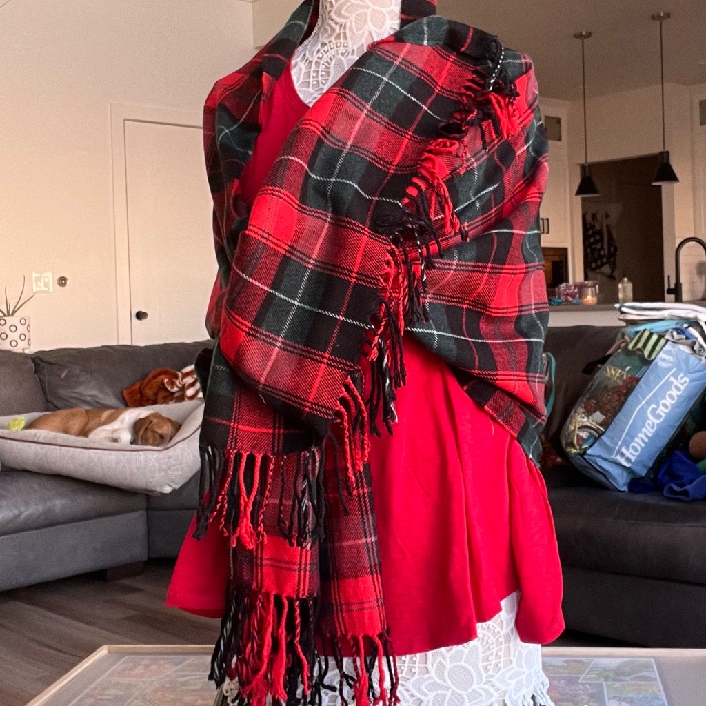 Scarf Plaid Red And Gray